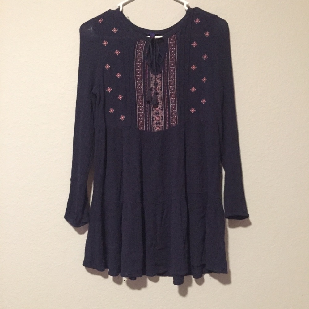 Aeropostale navy blue embroidered dress